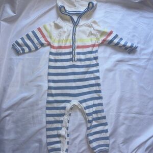 Cat & Jack Blue and White Striped Footies, Baby Clothing, Winter Bodysuit, Knitt